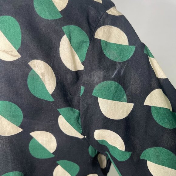 Nice Things Women's Black Green Polka Dot Pattern Button Down Blouse Size M - Picture 9 of 13